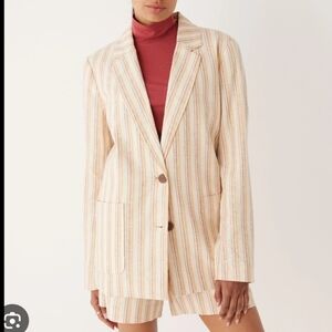 NWT Frank And Oak The Cottonized Hemp Striped Blazer in Honey